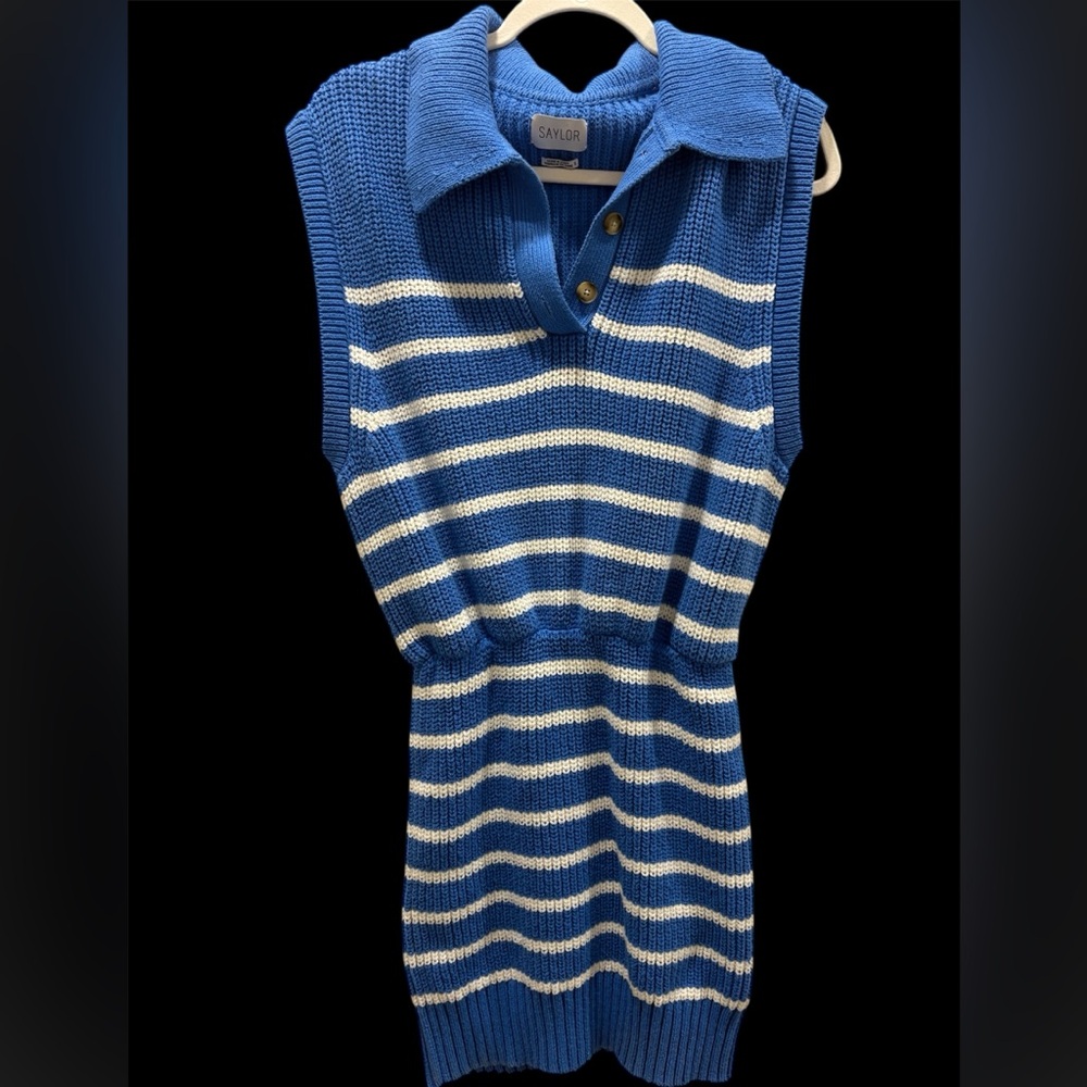 SAYLOR Blue and White Striped dress size S